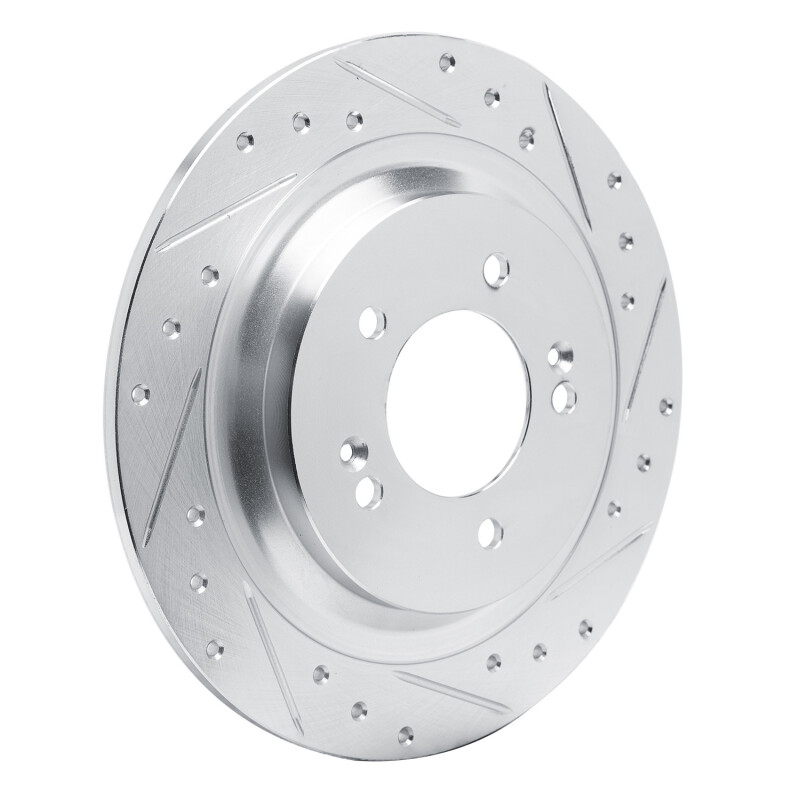 Hyundai Tucson Brake Rotor (1) - Rear Right - R1 Concepts - Drilled & Slotted - Silver - `21-`25